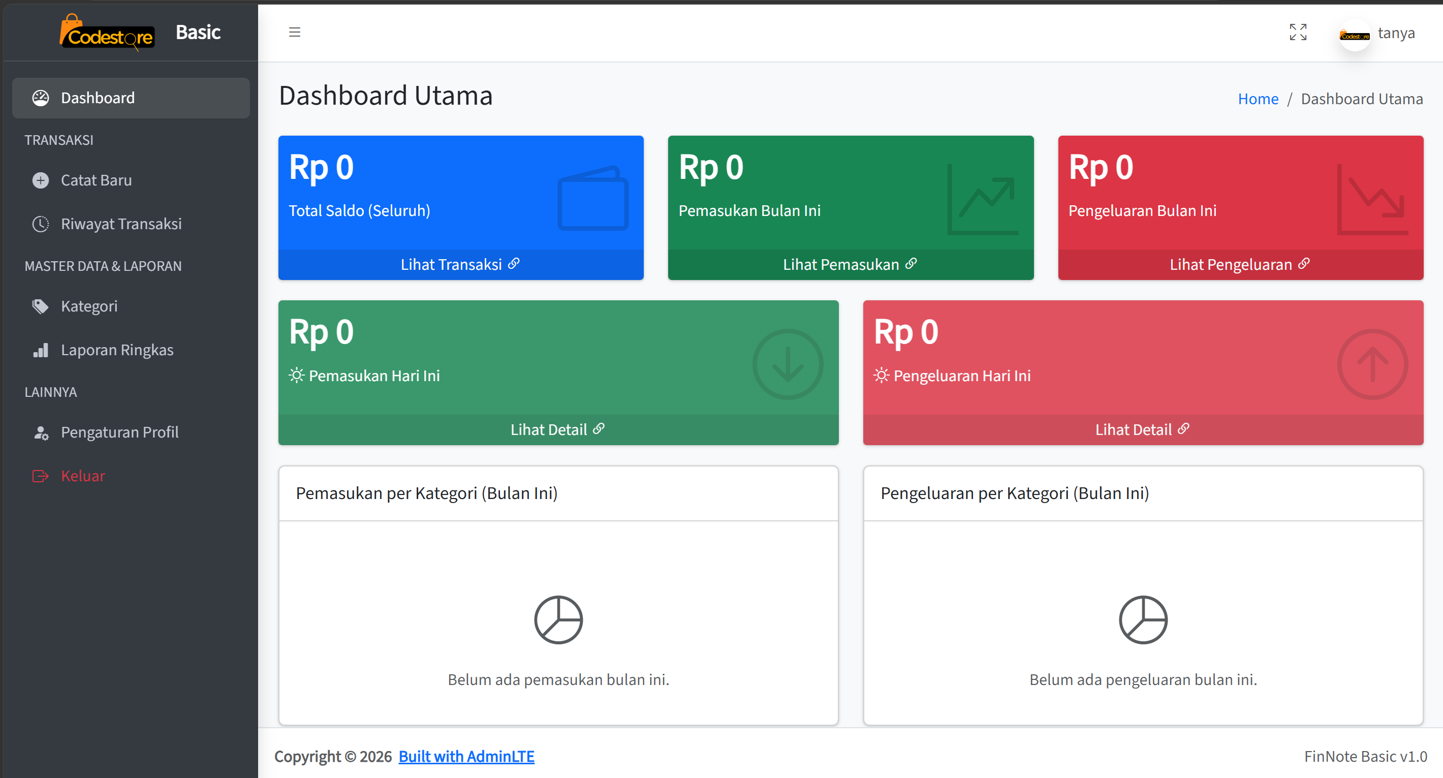 Sourcode Template Aplikasi Sistem Catatan Keuangan Laravel 13 Versi Sederhana + Instalasi